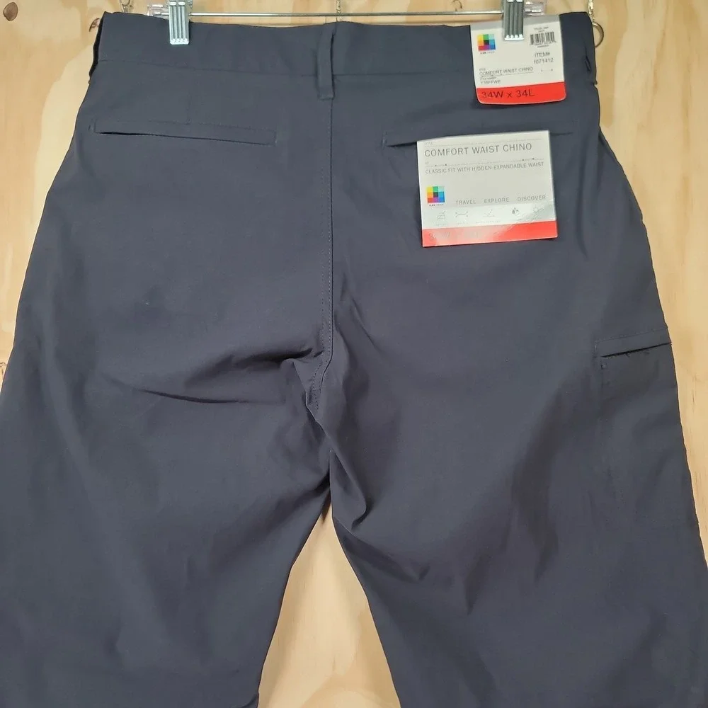 UB Tech Pants Mens 34x34 Blue Comfort Adjustable Waist Chino Water Repellent NWT - Picture 10 of 16